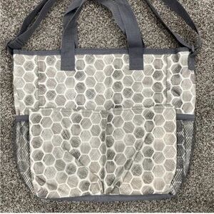 Thirty One Crossbody Organizing Tote  Gray Hexagon Tote Bag